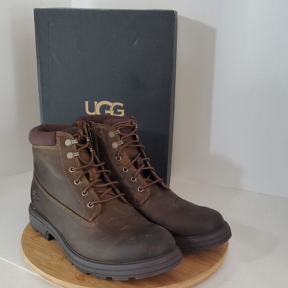 UGG Biltmore Mid Boot Plain Toe Brown Waterproof Leather Mens US 11/ EU 44 NIB - Picture 1 of 16